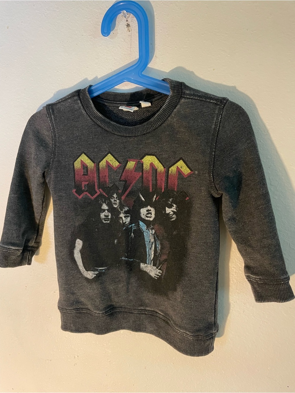 Junk Food Clothing Black AC/DC Kids Sweatshirt with Yellow-Red Logo